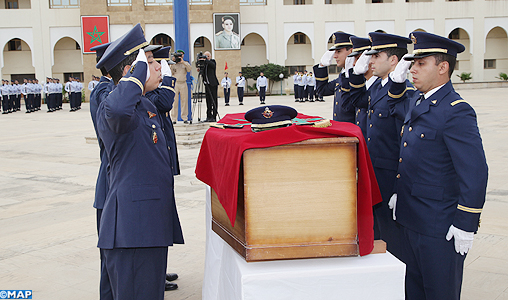 Military funeral honors  Lieutenant Yassine Bahti in Salé Morocco